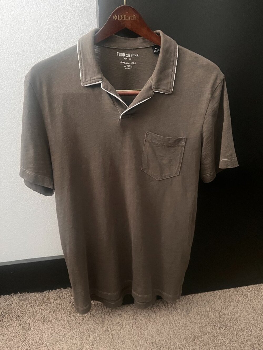 Todd Snyder Made in L.A. White Tipped Montauk Polo Olive Medium